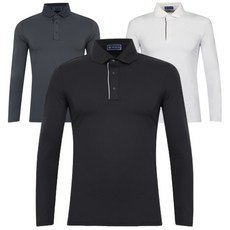 깔끔한 남성 솔리드 심플 카라넥 무지 골프 긴팔티 싱글골퍼 필드레슨