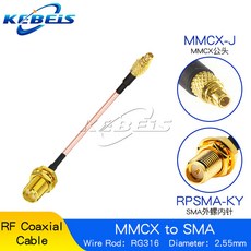 RP-SMA 암 너트 잭에서 MMCX 수 플러그 직선 및 직각 와이파이 안테나 RF 동축 익스텐션 점퍼 RG316 to 케, 04 RPSMA-KY TO MMCX-J