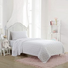 로라애슐리 Laura Ashley 아동용 - 시트 세트 매우 부드럽고 통기성이 좋은 유아용 침구 매칭 베개 커버 주름 방지 이상적인 여아 방 필수품 플러터리 프렌즈 핑크