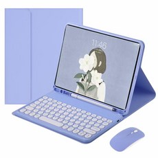 핀흔(PINHEN) 아이패드 시리즈 케이스 블루투스 한글 키보드 마우스 세트, 보라색, 아이패드 프로4 11인치