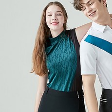 링스골프 여성 로고 자가드 모크넥 나시 (L2102TL093)