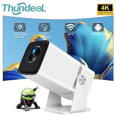 스마트빔 ThundeaL 4K 풀 HD 프로젝터 FHD TD80W 안드로이드 와이파이 3D 홈 시어터 TD80 휴대용 빔 프로젝터 회의 비디오 영화 PK HY320, 2) Android Version - 미국 플러그