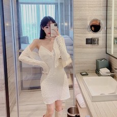 하오타오 가디건투피스 가을옷 여성 큐트 프렌치시크 셀럽 무드 인싸템 눈길을 끄는 커버