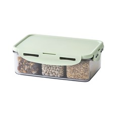 비스프리 퓨어 직사각 칸칸이 밀폐용기 라이트그린, 1개, 1L 1개, 단품