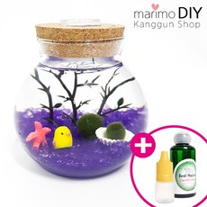 LED어항 350ml세트-마리모 1.5cm 유리자갈 보라 diy 키트