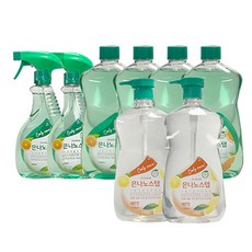 은나노스텝 시즌3 4종 세트 더블구성(550ml2개 (분무기 2개) + 1100ml 리필4개 + 1100ml 주방세제 선택2개), 레몬향 주방 2개(펌2), 1세트