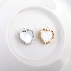 싼비즈 [7342-16]큐빅펜던트 도트하트자개 10x12mm 1개