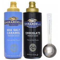 기라델리 Ghirardelli 씨솔트 카라멜17oz 초콜렛16oz 소스 2개입 앤 스푼, 1개