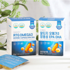 냄새없는 지웨이 알티지 오메가3 1200mg 60캡슐 EPA DHA 노르웨이산 rtg오메가3 장용성 연질캡슐 성장기 임산부 청소년 남성 중장년층 부모님 오메가쓰리 불포화지방산, 60캡슐 x 2박스