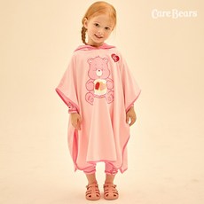 케어베어 아동용 러브어랏베어 배색 귀달이 후드 비치가운