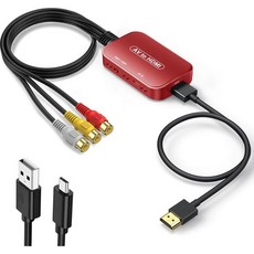비아키키 RCAHDMI 어댑터 AVHDMI 컨버터 복합 오디오 비디오 컨버터PS1 PS2 PS3 STB Xbox VHS VCR BlueRay DVD 플레이어 포함, Red