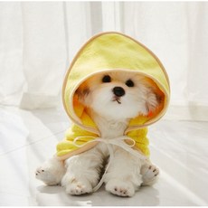 강아지 목욕 샤워 수건 애완견 모자달린 목욕타올 목욕가운 1+1, 엘로우, 2개
