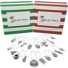 Food and Wine Lovers Wine Charm Bundled Gift Set - 18 Pieces of Wine Charms, 본상품