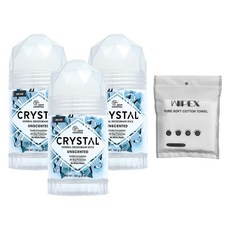 크리스탈 미네랄 바디 데오도란트 스틱 120g 3개 + wipex 퓨어 소프트 코튼 타월 화이트 6개입, 1세트, 1g