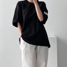 애슬릿 애슬릿 국내 생산 면 100 레터링 루즈 오버핏 반팔 티셔츠