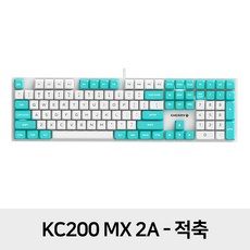 체리 키보드 (NEW) KC200 MX 2A 유선 윤활 기계식 키보드 (2종 축 선택) (색상 조합 선택) / 공식 판매점, 화이트/민트, 적축