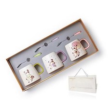 Paripi 선물 세트 머그컵 3점 380ML 대용량 세라믹 커피 가족 친구 부모 노인 연인의 기념일 신축 이사