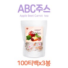 abc주스 티백 차 에이비씨주스 ABC쥬스 국산 100% 말린 비트 사과 당근 뿌리 즙 비트껍질 사과차 비트차 착즙 분말 재료 몸신 비율 에비씨 대용량 효능, 3개, 100티백