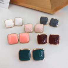 수아벨 딥컬러 볼드 스퀘어 에폭시 빈티지 귀걸이 [6Colors]