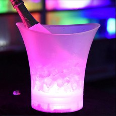 LED 라이트 업 방수 플라스틱 스 버킷 바 밤 파티 샴페인 맥주 클럽 4 색 5L, 분홍색, 1개