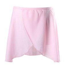 Wanlvhu 여아용 발레 랩 스커트 풀온 시폰 댄스 유아 여성용 핑크, Small