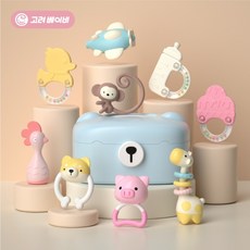 GB 신생아 딸랑이 치발기 장난감 세트 아기 유아 백일 선물 동물 6종세트 / 9종셋트, 01)6종딸랑이셋트, 1개