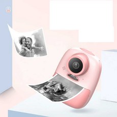 어린이카메라 폴라로이드 흑백 프린트 인스타 감성사진 영수증 폴라로이드카메라 즉석 포토박스, 1개, D60 핑크 방수+삼각대