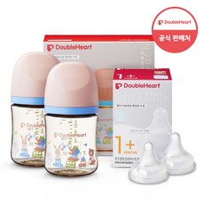 더블하트 모유실감 3세대 PPSU 디어프렌즈 트윈팩 160ml+젖꼭지(2입), 애니멀타운, 3세대 젖꼭지S, 2개