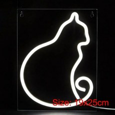 고양이 LED 네온사인 애견 펫 미용샵 간판, 1개, M형