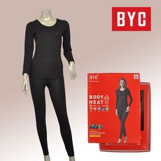 BYC 보디히트 U넥 여자 상하세트 발열내의