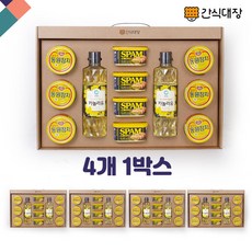 [간식대장] "고마운 마음을 전하세요" 간식대장 프리미엄 선물세트 4호-A 4개 1박스 청정원카놀라유 동원참치 CJ스팸 설 선물 명절선물세트, 16개