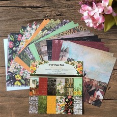 24 pcs 6*6 인치 정원 생활 벽돌 무늬 종이 팩 scrapbooking diy 해피 플래너 카드 저널 프로젝트 만들기, 밝은 회색