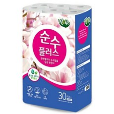 헬로 순수플러스 3겹 천연펄프 롤화장지 20m, 30롤, 1팩