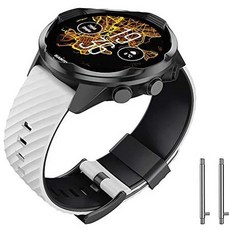 순토 D5 실리콘 시계줄 밴드 스트랩 S20 NotoCity Soft Silicone Band Compatible with Suunto 7Suunto 9, WhiteBlack_One Size, WhiteBlack_One Size, WhiteBlack