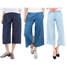 여성용 통통족을 위한 8부와이드 팬츠 1+1