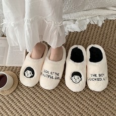 스타 커플 실내 털 겨울 슬리퍼 신혼 부부 집들이선물 실내화, 여성용