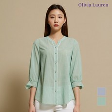 올리비아로렌 라운드넥 스트라이프 블라우스 VOCNLWM4141