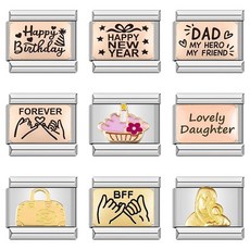 775. 스테인리스 커스텀 팔찌 - 사랑과 행운에 관련된 주제들로 이루어진 링큼음