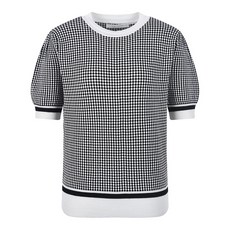 코인코즈 3F[영캐주얼] 여성 사각패턴 배색 반팔 티셔츠 DZ3S-P06501블루