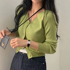 라라홀리 모던 심플 브이넥 슬림 숏 니트 가디건