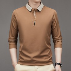 중년 남성 봄가을 폴로넥 티셔츠 캐주얼 긴팔티 순면 순색 터틀넥 아빠룩 패션 루즈핏 긴팔 이너 티셔츠 상의