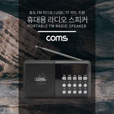 Coms 효도 라디오스피커 Black 휴대용 등산 낚시 산책