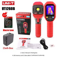 UNI T 디지털 적외선 열화상 카메라 온도계 UTi260B UTi260A LED 급수 조명 열 에어컨 수리, 1개