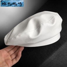 베 레 모 여 가죽 화이트 베레모 가을 / 겨울 망 베 레 모 레 트 로 블랙 화가 모자 캐 주 얼 하 게 어 울 리 는 후드 베레모 - PU 인조가죽 화이트 S (54 - 56)