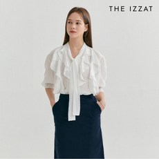 더아이잗뉴욕 더아이잗 코튼 프릴 타이넥 블라우스 IP7P0BL701