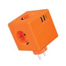 티메코 SF코팅 큐브 디자인 멀티탭 4000W 고용량 3구 (USB-A 2포트 C타입 1포트), 1개, SF01 오렌지, 7.6cm 1개, SF01 오렌지, 7.6cm