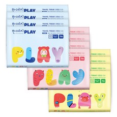 한예지 PLAY 천연펄프 여행용 티슈 70매 3입 4팩