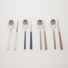 Ravoni純色餐具 4件組, 勺子 4p + 筷子 4p, 米白色,藍灰色,深米色,印度粉紅色, 1組