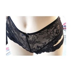 빅토리아시크릿 XL Rare 빈티지 블랙 레이스 Starppy 레그 치키 브리프 팬티