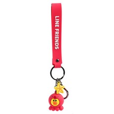 LINEFRIENDS 브라운 베어 체인 키홀더 차키 핸드폰 열쇠고리 에어팟 액세사리, 샐리 문어 열쇠고리